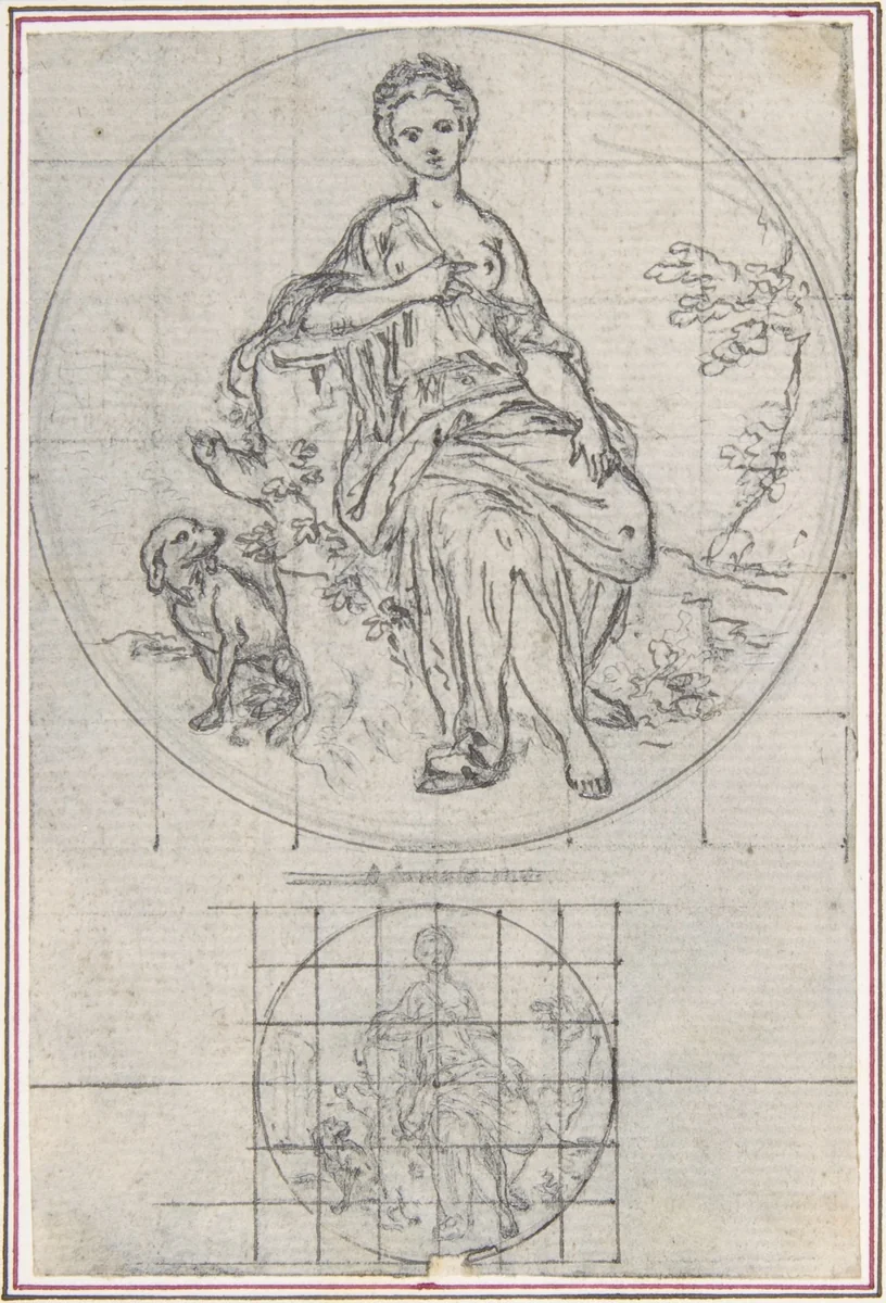 Design for a Box-Lid by Hubert François Gravelot, drawing, 1710-1773