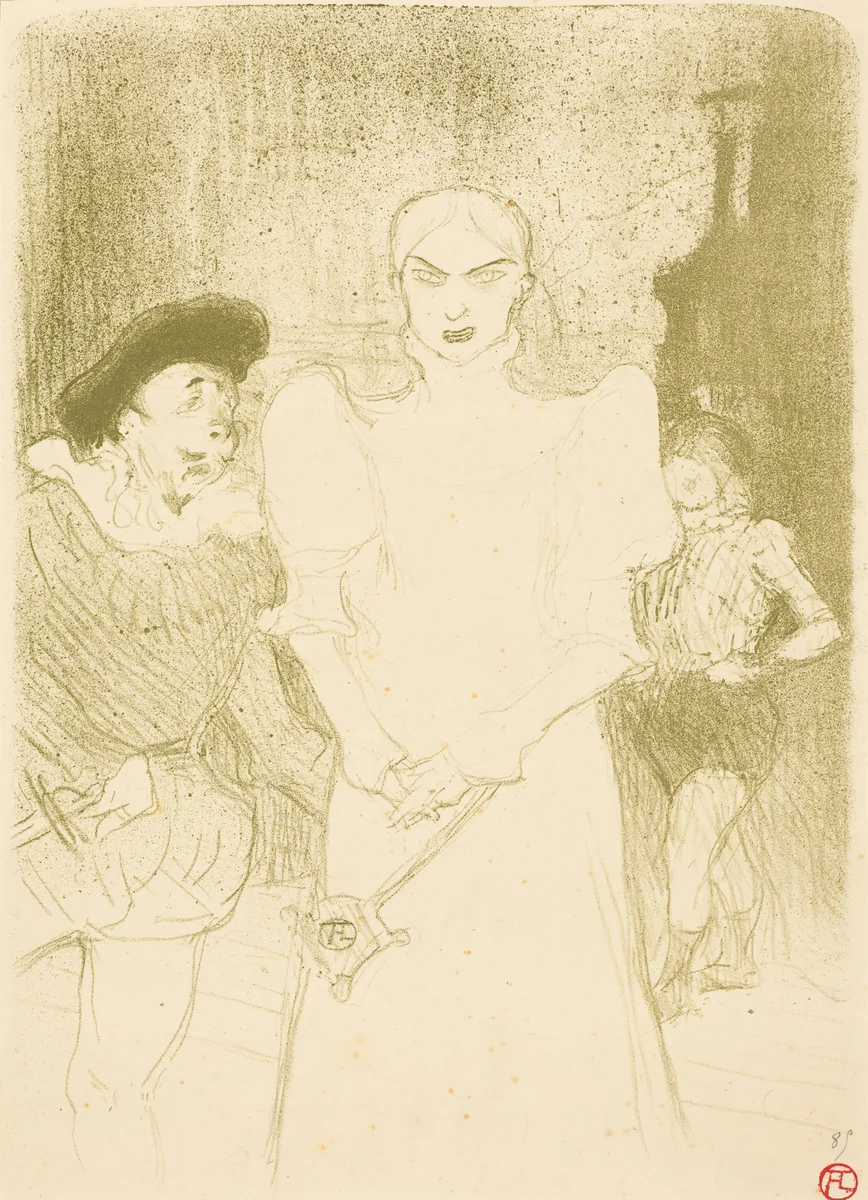 At the Opera: Mme. Caron in "Faust" (A l'opéra: Mme. Caron dans "Faust") by Henri de Toulouse-Lautrec, print, 1894