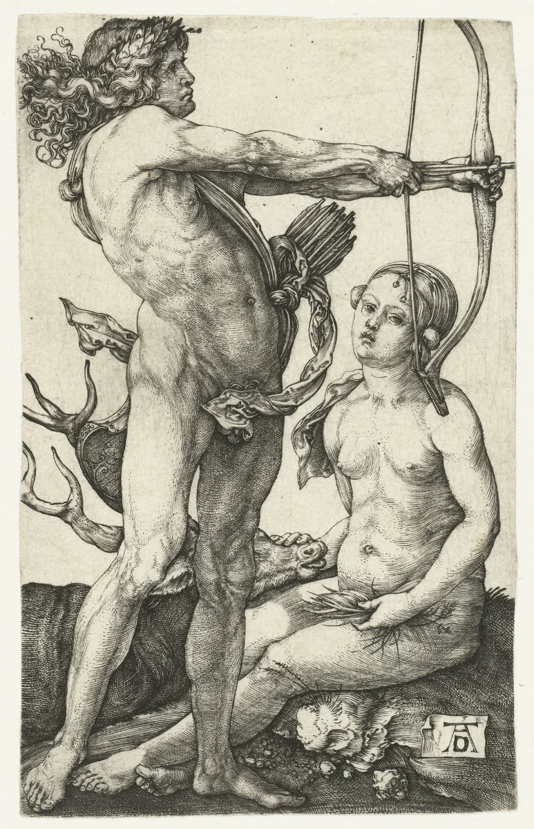 Apollo en Diana by Unknown, print, 1501-1506