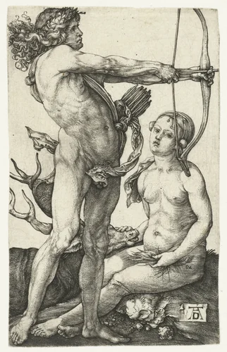 Apollo en Diana by Unknown, print, 1501-1506