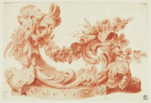 Ornamental Design with Flowers by Jean Baptiste Pillement or Nicolas Lancret, drawing, 1710-1808
