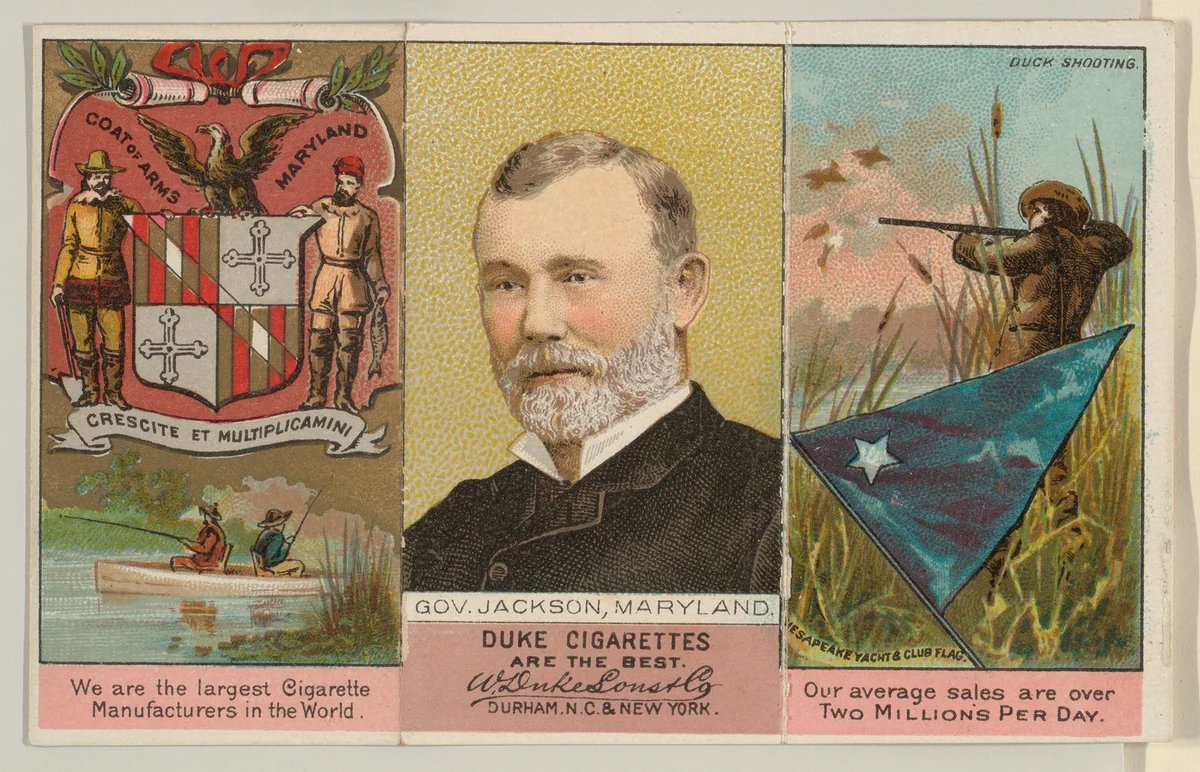 Governor Jackson, Maryland, from "Governors, Arms, Etc." series (N133-2), issued by Duke Sons & Co. by W. Duke, Sons & Co., print, 1885-1892