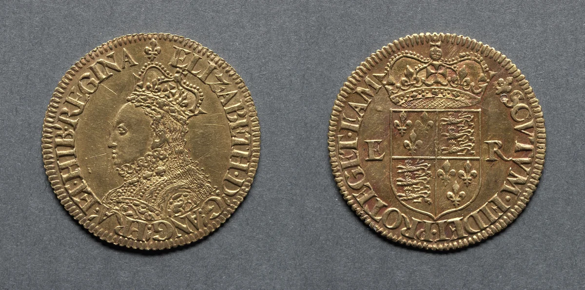 Half Pound: Elizabeth I (obverse); Crowned Shield of Arms (reverse) by Unknown, metalwork, 1558-1560