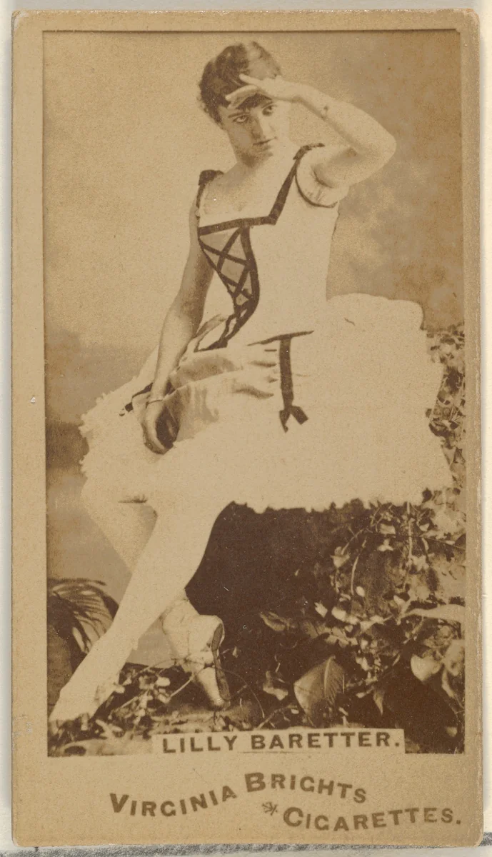 Lilly Baretter, from the Actors and Actresses series (N45, Type 1) for Virginia Brights Cigarettes by Allen & Ginter, photograph, 1885-1891