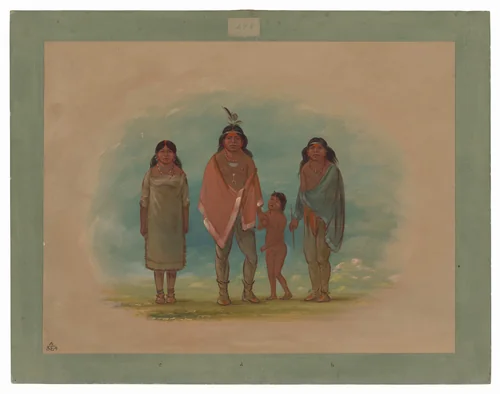 Patagon Chief, His Brother, and Daughter by George Catlin, painting, 1856-1869