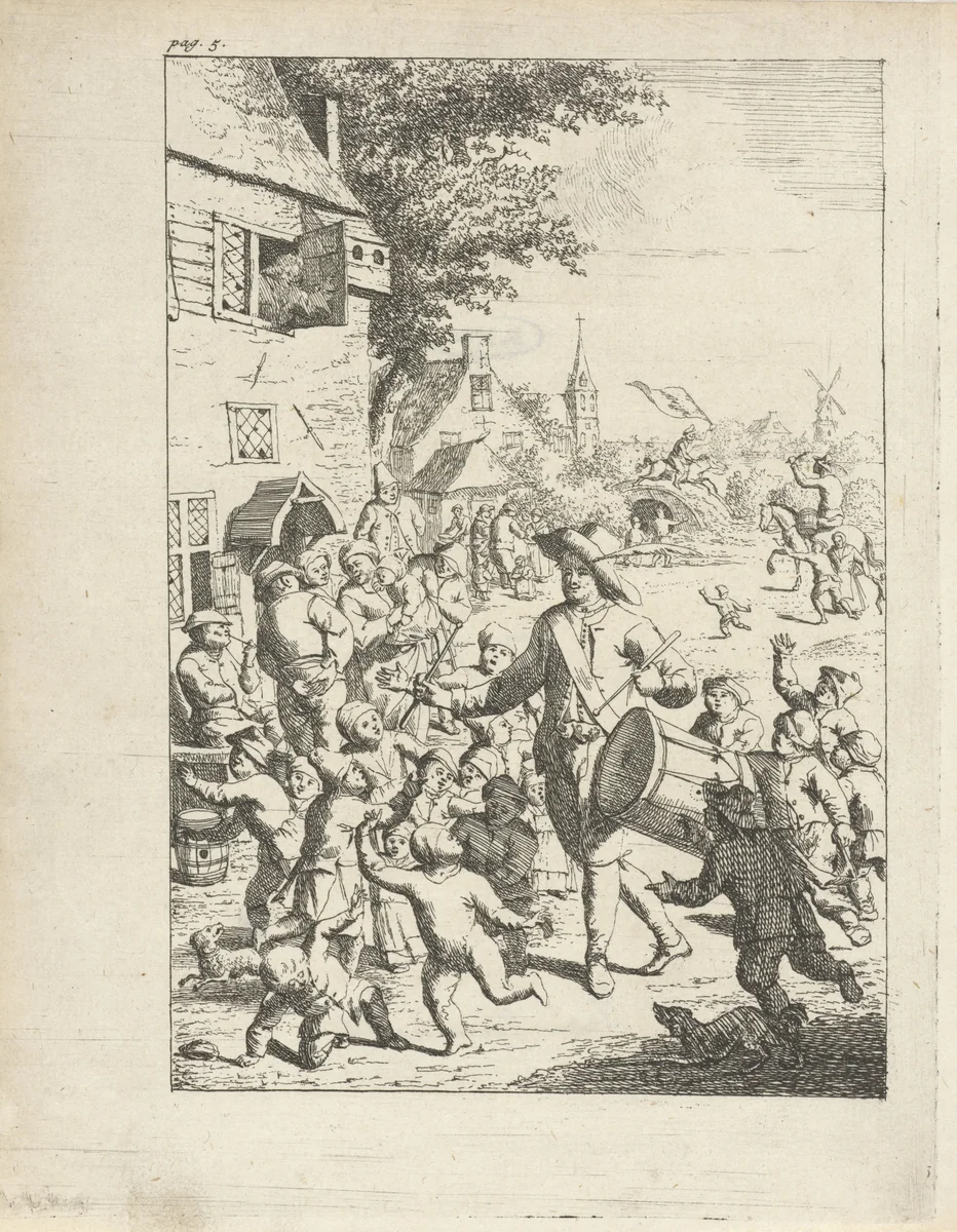 Tamboer op een boerenkermis by Frans Greenwood, print, 1733