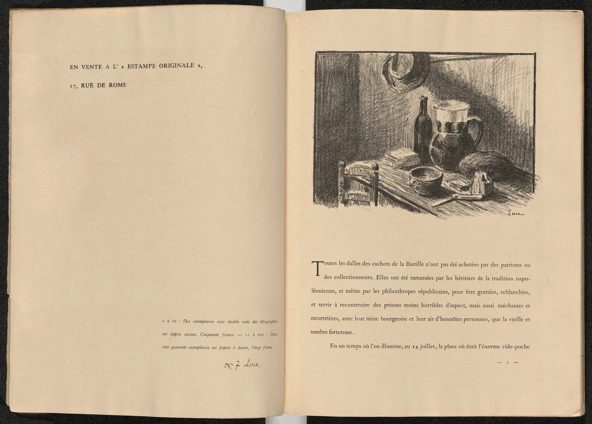 Headpiece (page 1) from Mazas by Maximilien Luce, illustrated book, 1894