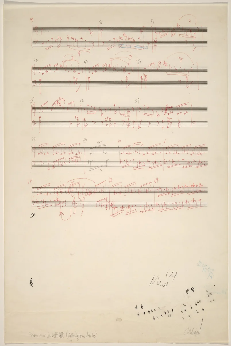 Bassoon Chart for HPSCHD (with Lejaren Hiller) by John Cage, drawing, 1912-1992