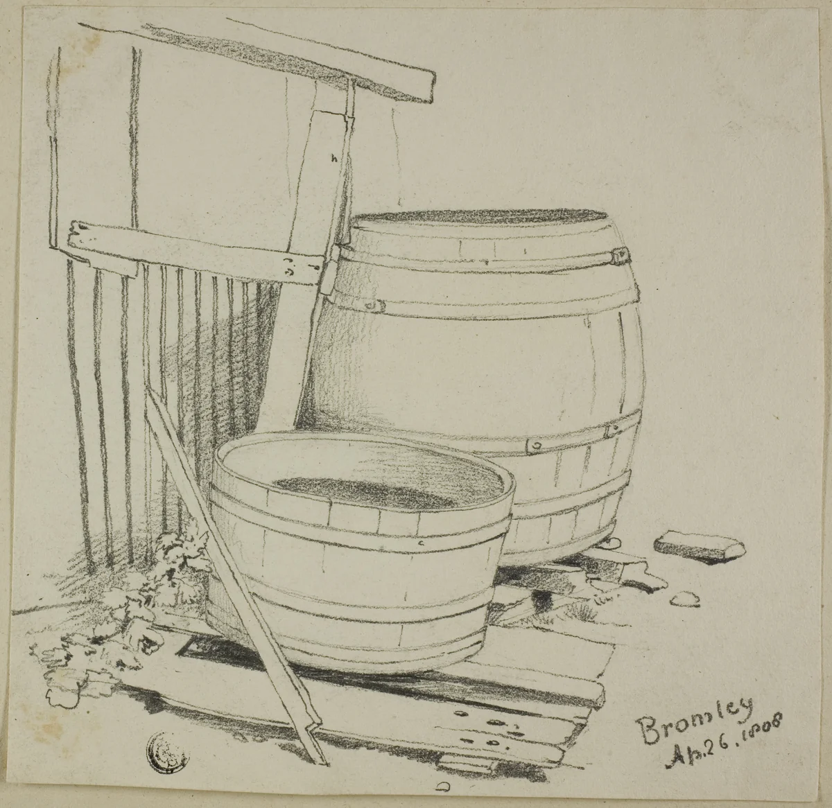 Washtub and Barrel by Joshua Cristall, drawing, 1808-1847