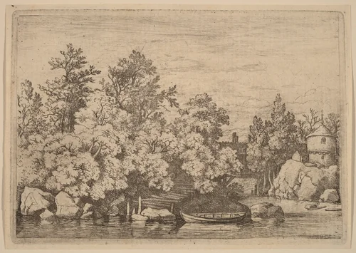The Cudgel Dam and Covered Bridge by Allart van Everdingen, print, 1645-1656