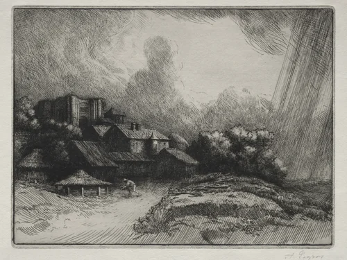 The Abbey Farm by Alphonse Legros, print, 1857-1911