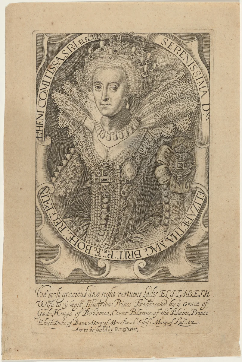 Elizabeth, Queen of Bohemia by Francis Delaram, print, 1590-1627