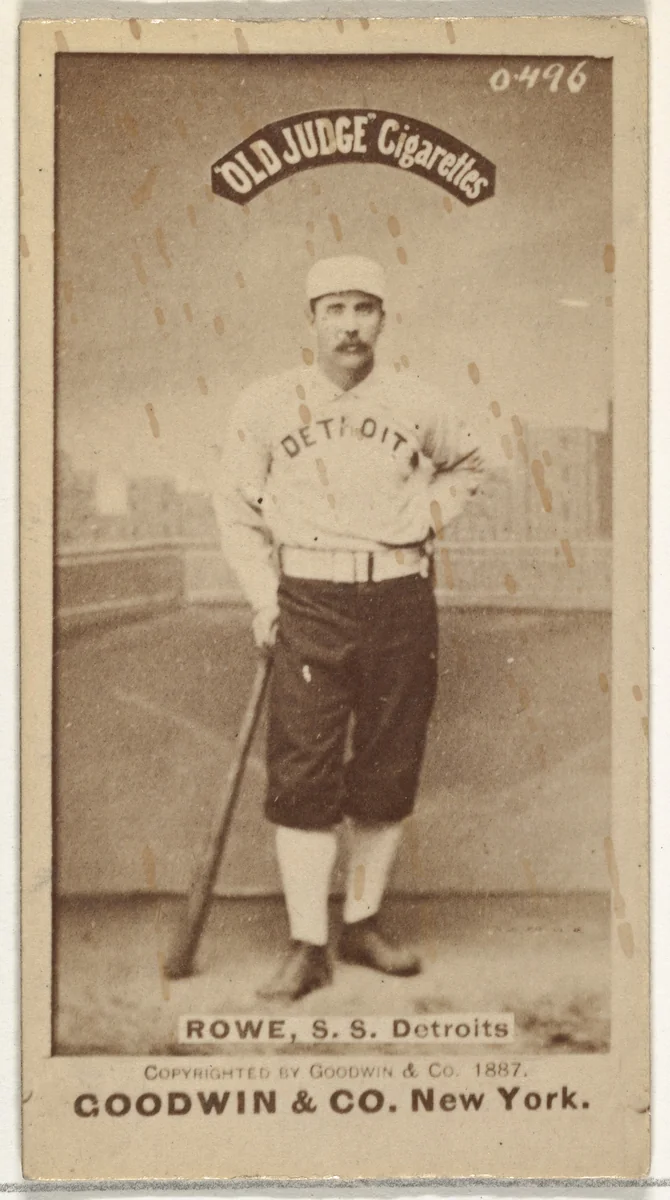 John Charles "Jack" Rowe, Shortstop, Detroit Wolverines, from the Old Judge series (N172) for Old Judge Cigarettes by Goodwin & Company, photograph, 1887