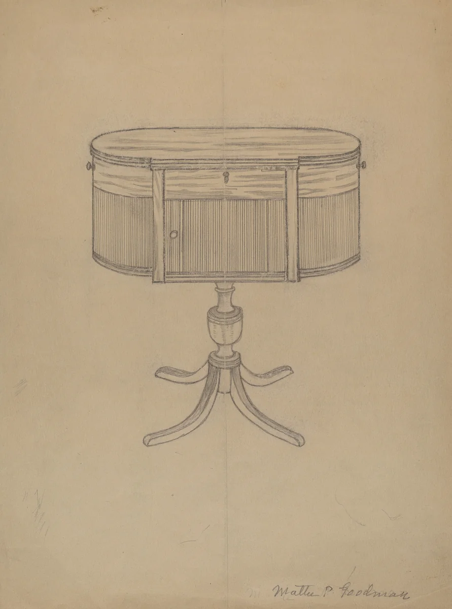Duncan Phyfe Sewing Cabinet by Mattie P. Goodman, index of american design, 1936