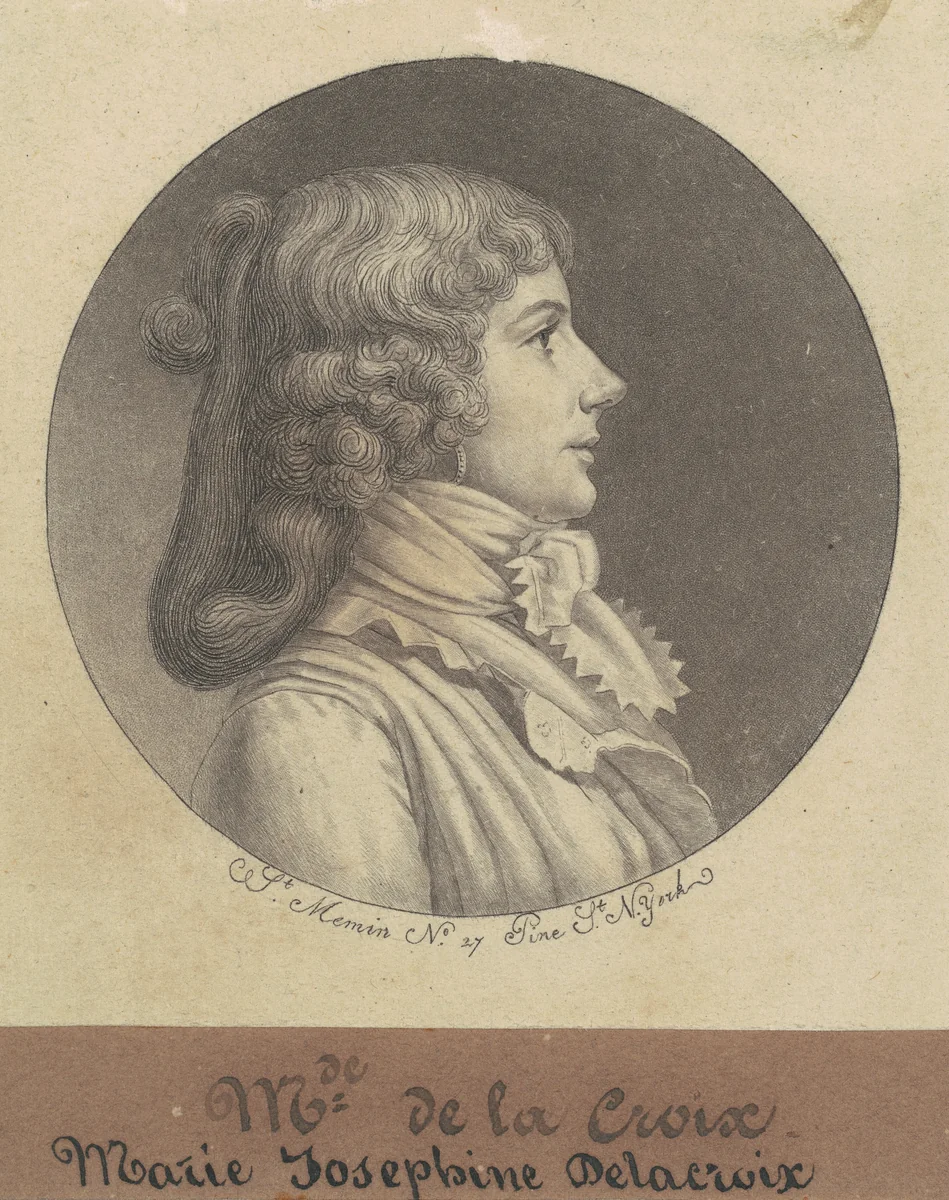 Marie Josephine Delacroix by Charles B. J. Févret de Saint-Mémin, print, 1797