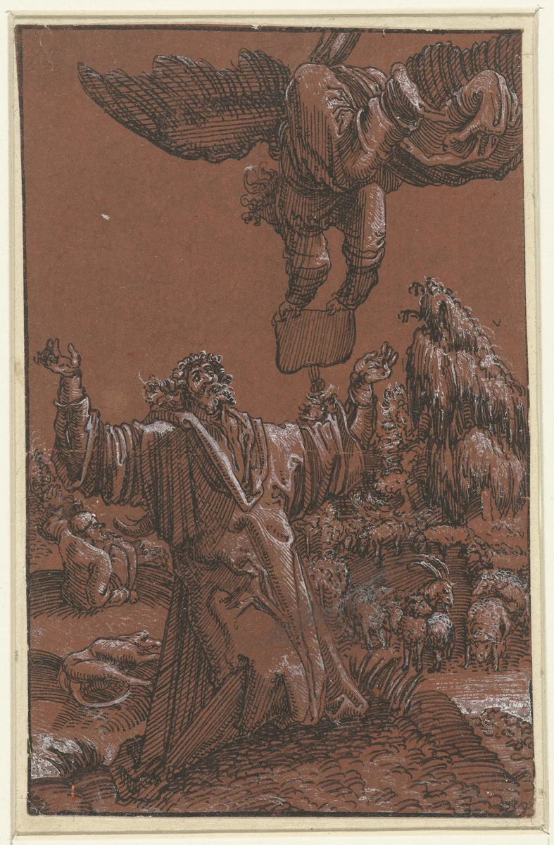 Verkondiging aan Joachim van de geboorte van Maria by anonymous, drawing, 1515-1600