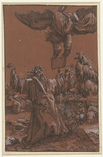 Verkondiging aan Joachim van de geboorte van Maria by anonymous, drawing, 1515-1600