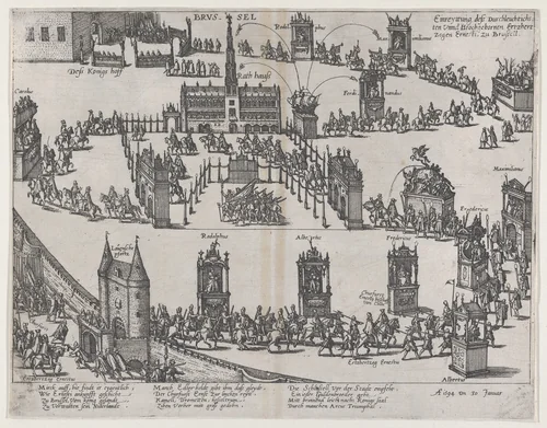 Entrance of the Archduke Ernest to Brussels, January 30, 1594 by anonymous, print, 1594-1600