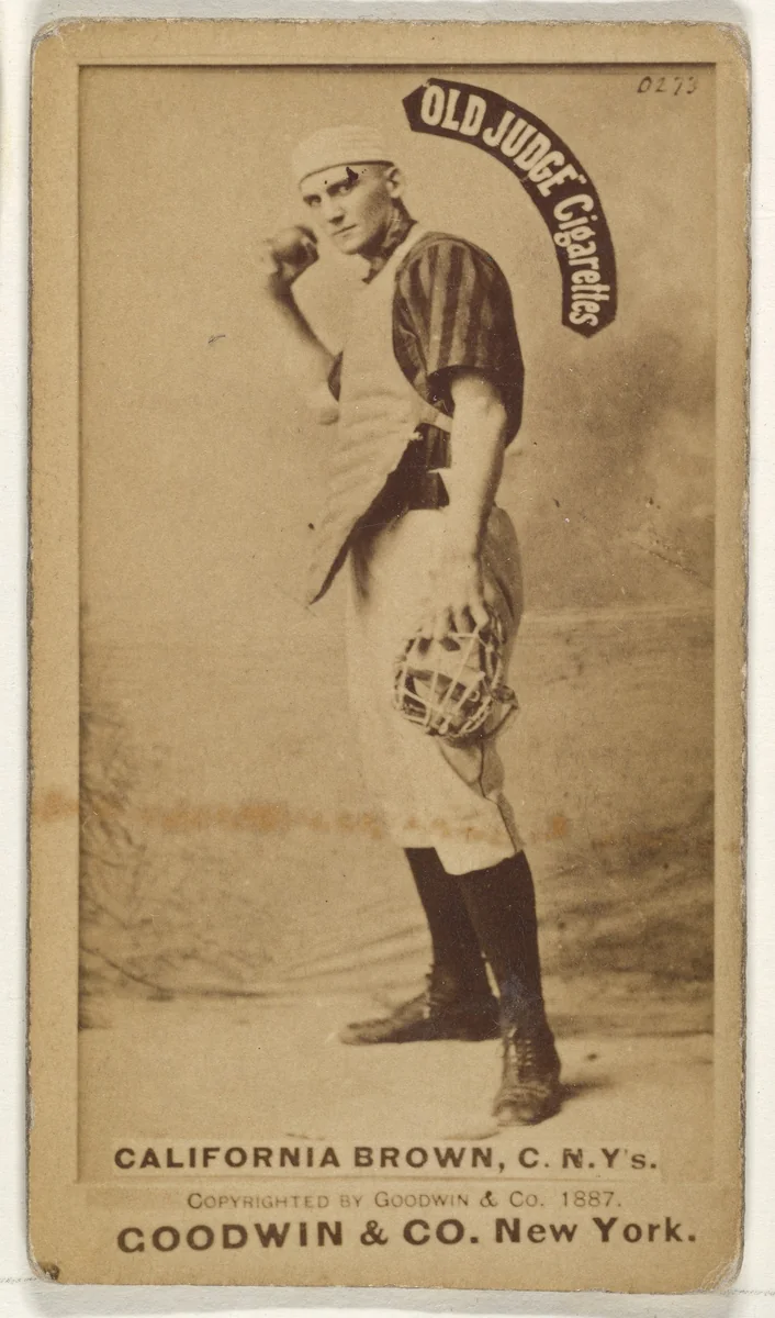 William "California" Brown, Catcher, New York, from the Old Judge series (N172) for Old Judge Cigarettes by Goodwin & Company, photograph, 1887