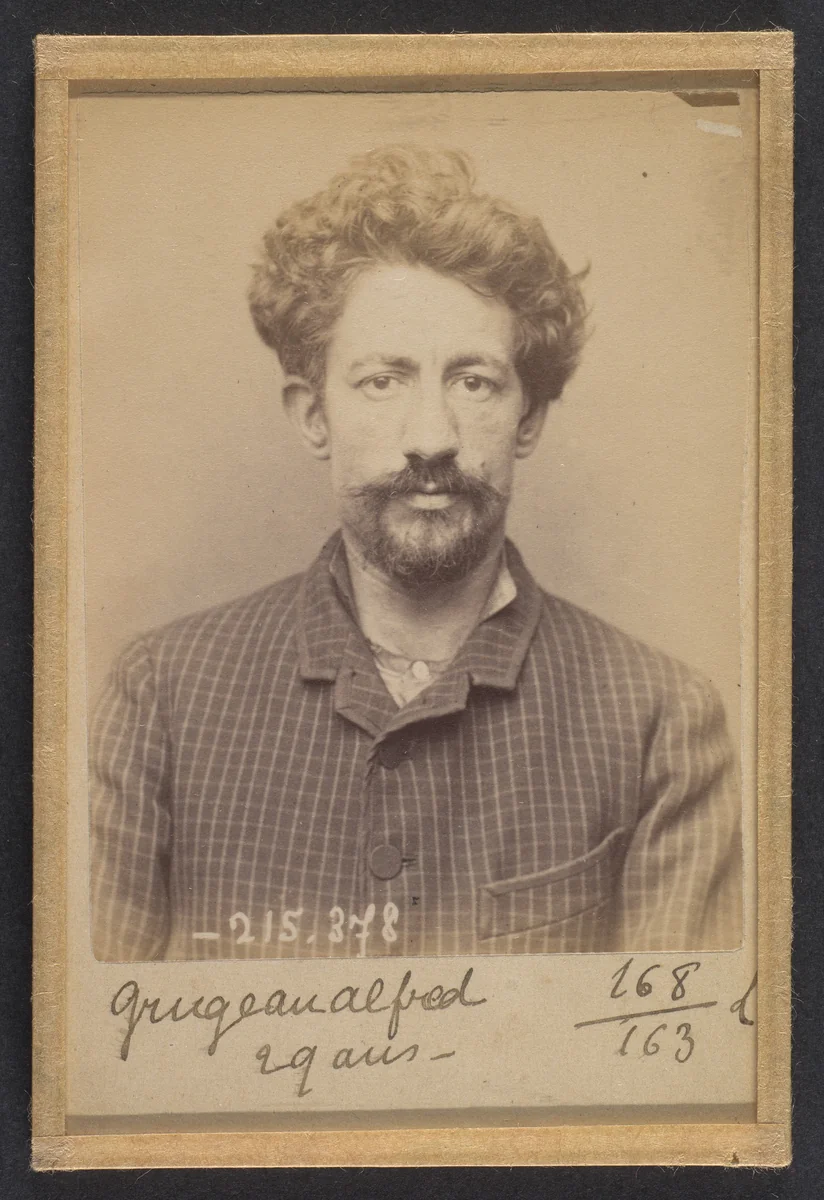 Grugeau. Alfred, Alphonse. 26 ans, né à Tours (Indre & Loire). Cordonnier. Anarchiste. 9/3/94. by Alphonse Bertillon, photograph, 1894