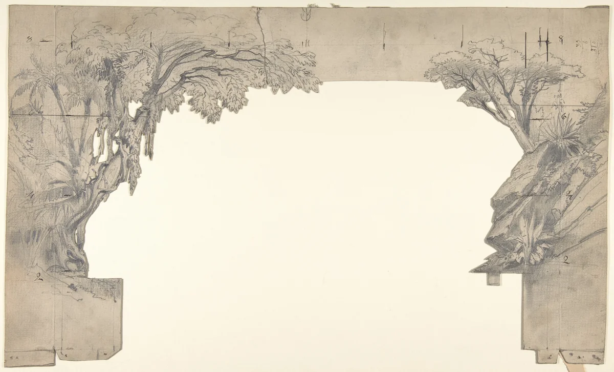 Design for a Stage Set at the Opéra, Paris by Eugène Cicéri, drawing, 1830-1890