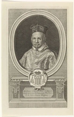 Portret van Andreas Cruesen by Jan Baptist Jongelinx, print, 1710-1725