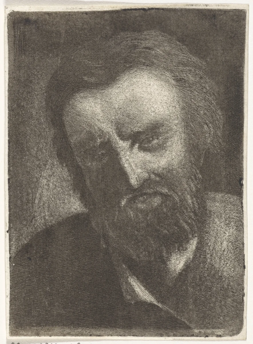 Kop van een man met een korte baard by anonymous, print, 1680-1800