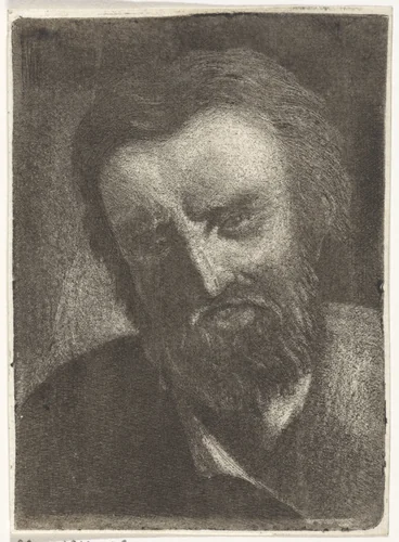 Kop van een man met een korte baard by anonymous, print, 1680-1800