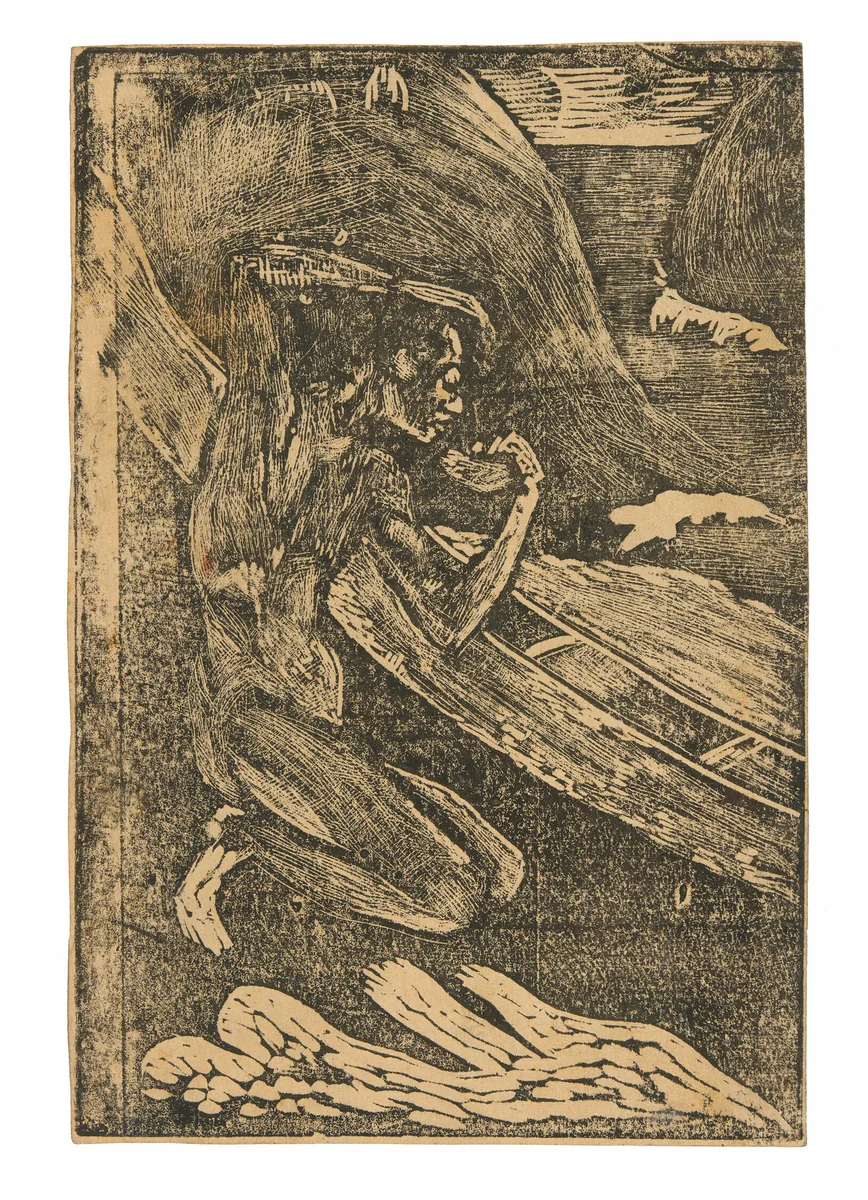A Fisherman Drinking Beside His Canoe by Paul Gauguin, print, 1894