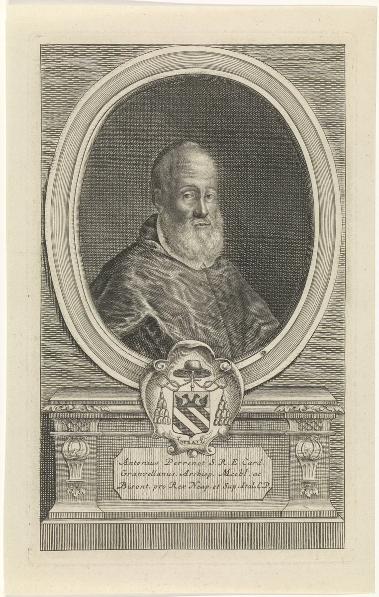Portret van Antoine Perrenot, kardinaal van Granvelle by Jan Baptist Jongelinx, print, 1710-1725