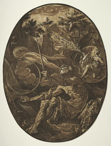 The Deities: Demogorgon in the Cave of Eternity by Hendrick Goltzius, print, 1583-1595
