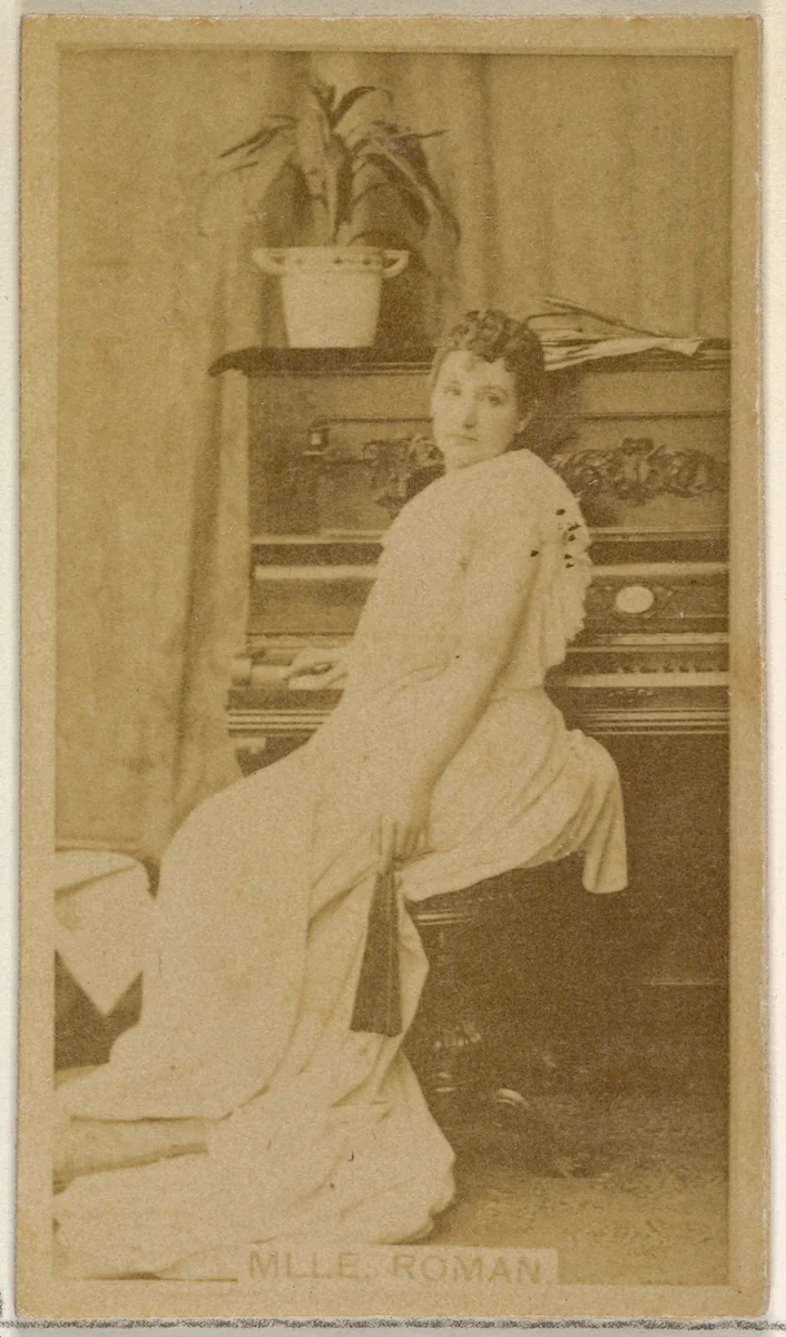 Mlle. Roman, from the Actors and Actresses series (N45, Type 8) for Virginia Brights Cigarettes by Allen & Ginter, photograph, 1885-1891