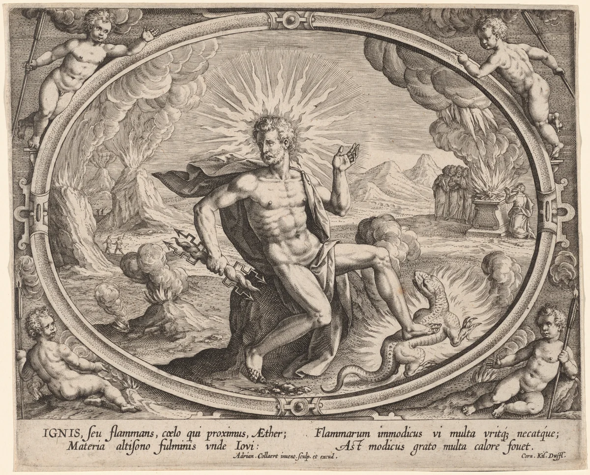 Ignis (Fire) by Adriaen Collaert, print, 1587