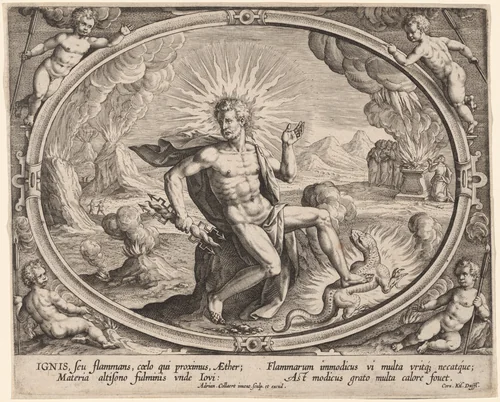 Ignis (Fire) by Adriaen Collaert, print, 1587