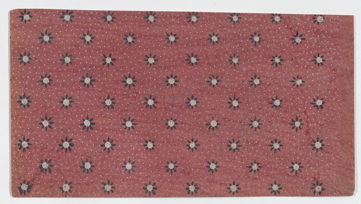 Sheet with dot and floral pattern by anonymous, print, 1800-1900