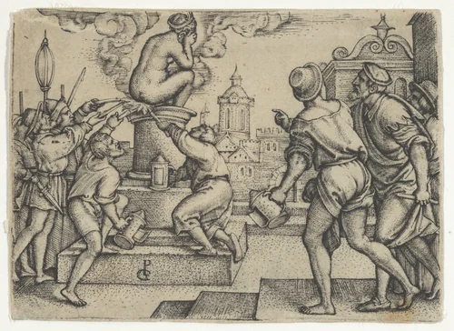 The Courtesan Punished, from "The Story of the Magician Virgil" by Georg Pencz, print, 1536-1547