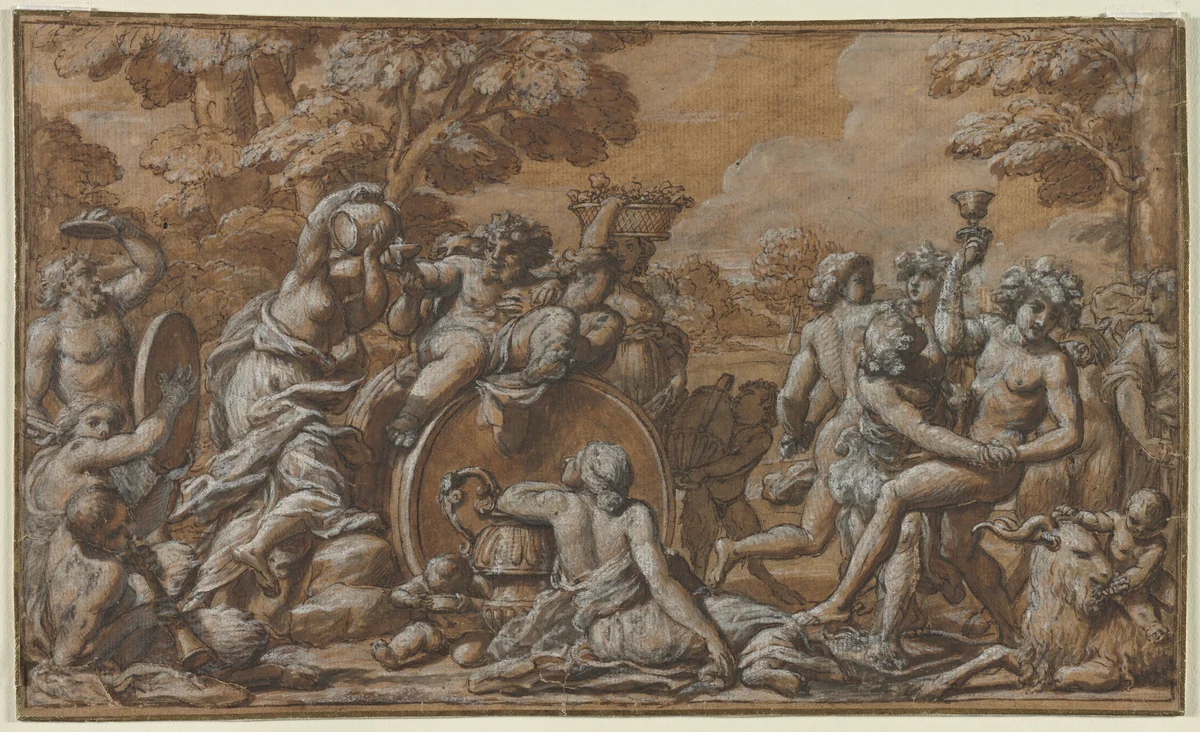 Bacchanal by Pietro da Cortona, drawing, 1600-1669