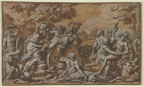Bacchanal by Pietro da Cortona, drawing, 1600-1669