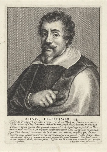 Portret van Adam Elsheimer by Wenceslaus Hollar, print, 1649-1670