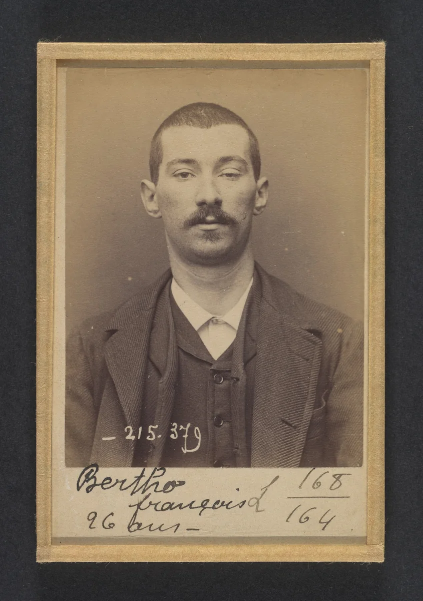 Bertho. François, Élie. 26 ans, né le 30/9/67 à Jallais (Maine & Loire). Employé. Anarchiste. 9/3/94. by Alphonse Bertillon, photograph, 1894