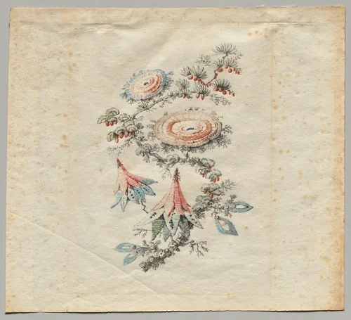 Flower Embroidery Design for Silk Manufactory of Lyon by Jean Baptiste Pillement, drawing, 1785-1795