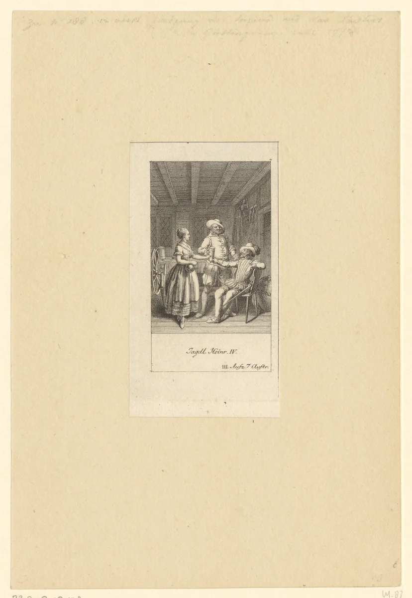 Hendrik IV, Catau en Michau drinken cider by Daniel Berger, print, 1774