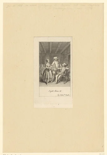Hendrik IV, Catau en Michau drinken cider by Daniel Berger, print, 1774