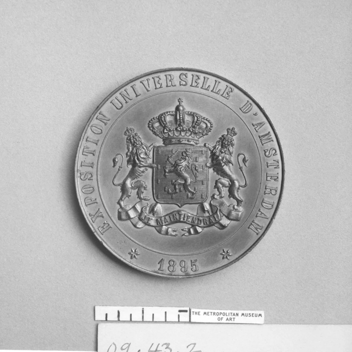 Commemorating the Universal Exhibition at Amsterdam, 1895 by J. M., metalwork, 1895