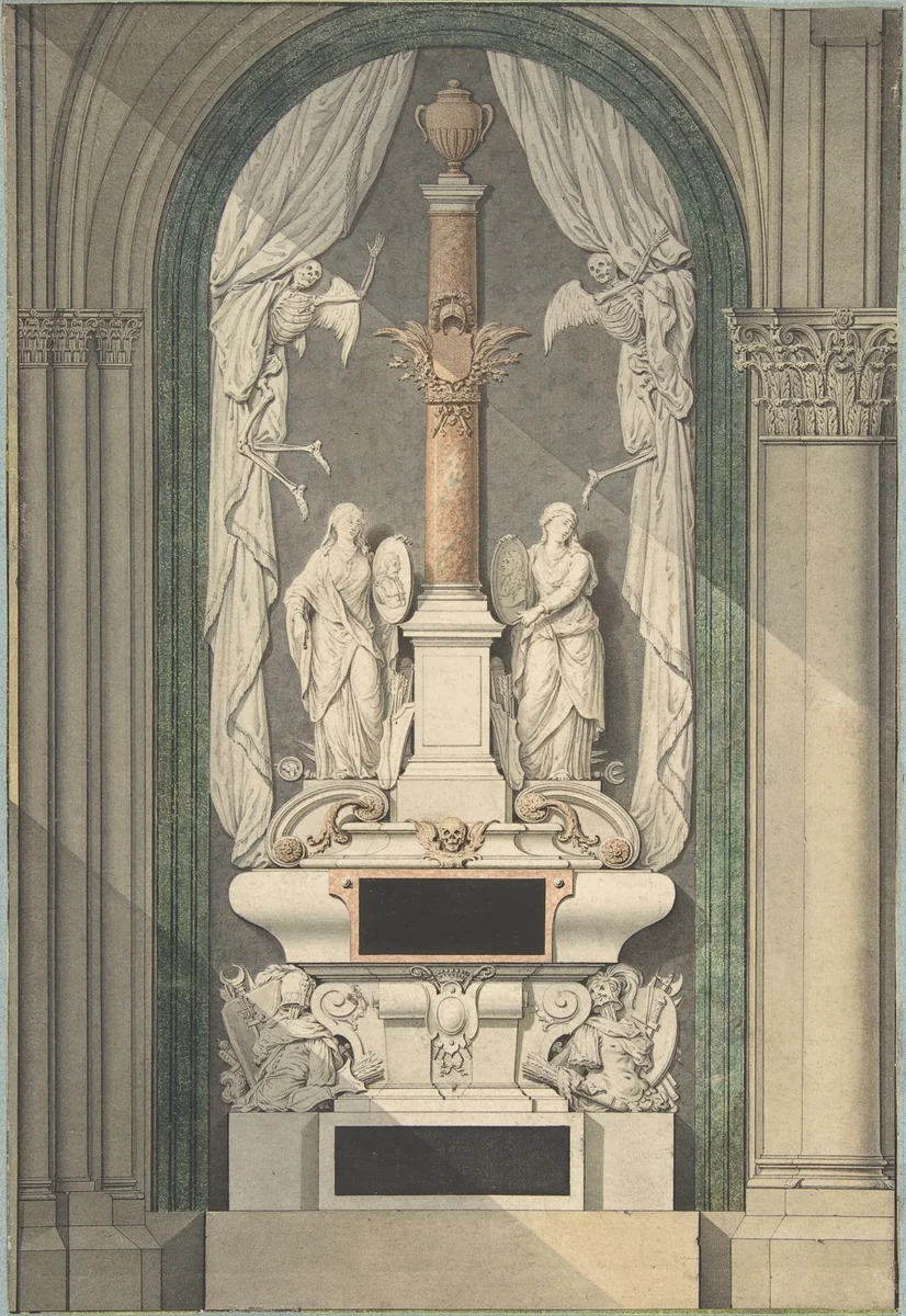 The Castellan Tomb in Saint Germain-des-Prés by Jean Chafourier, drawing, 1700-1724