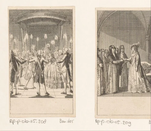 Frederika van Pruisen en Frederik van York treden in het huwelijk by Daniel Nikolaus Chodowiecki, print, 1792