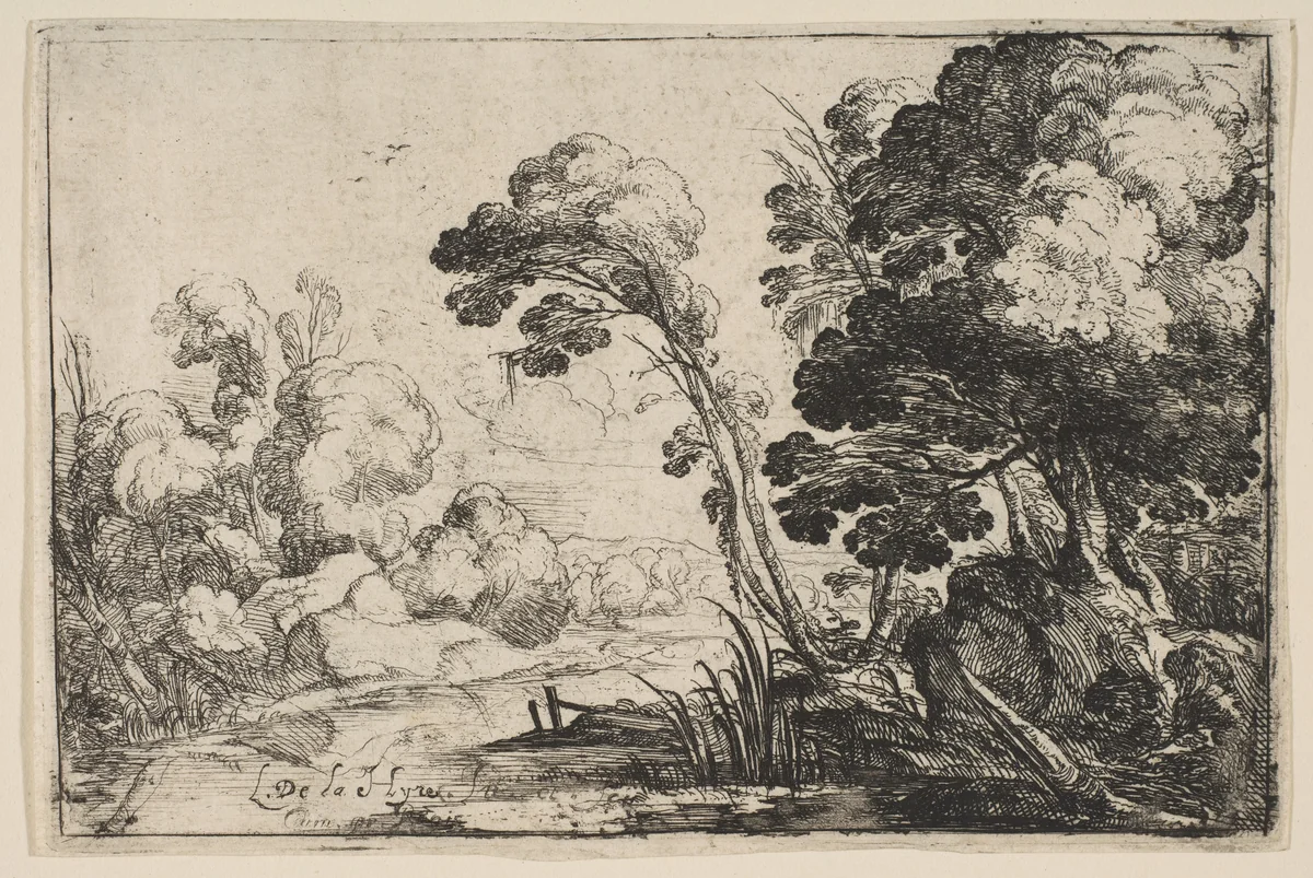 River in the Woods by Laurent de La Hyre, print, 1606-1656