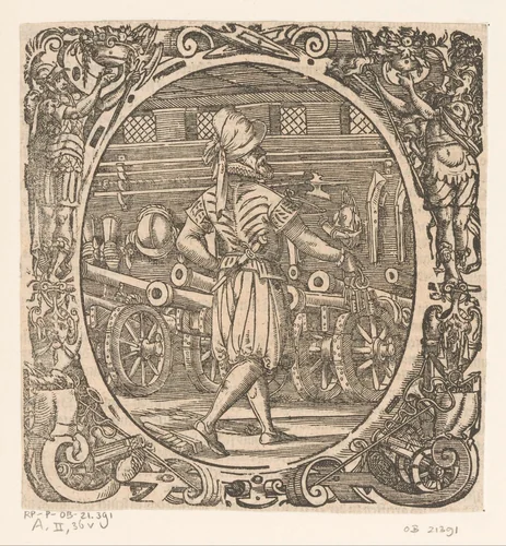 Commandant in het arsenaal by Jost Amman, print, 1573