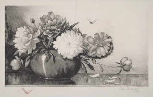 Untitled (Peonies in a Bowl) by Charles Frederick William Mielatz, print, 1890