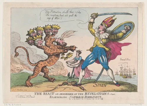 The Beast As Described In The Revelations, Chap. 13, Resembling Napoleon Buonaparte by Thomas Rowlandson, print, 1808